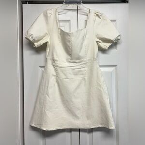 Altar'd State Cream Dress with Puff Sleeves
